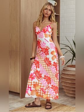 INDI LUXE BY INDIKAH Citrus Print Maxi Dress